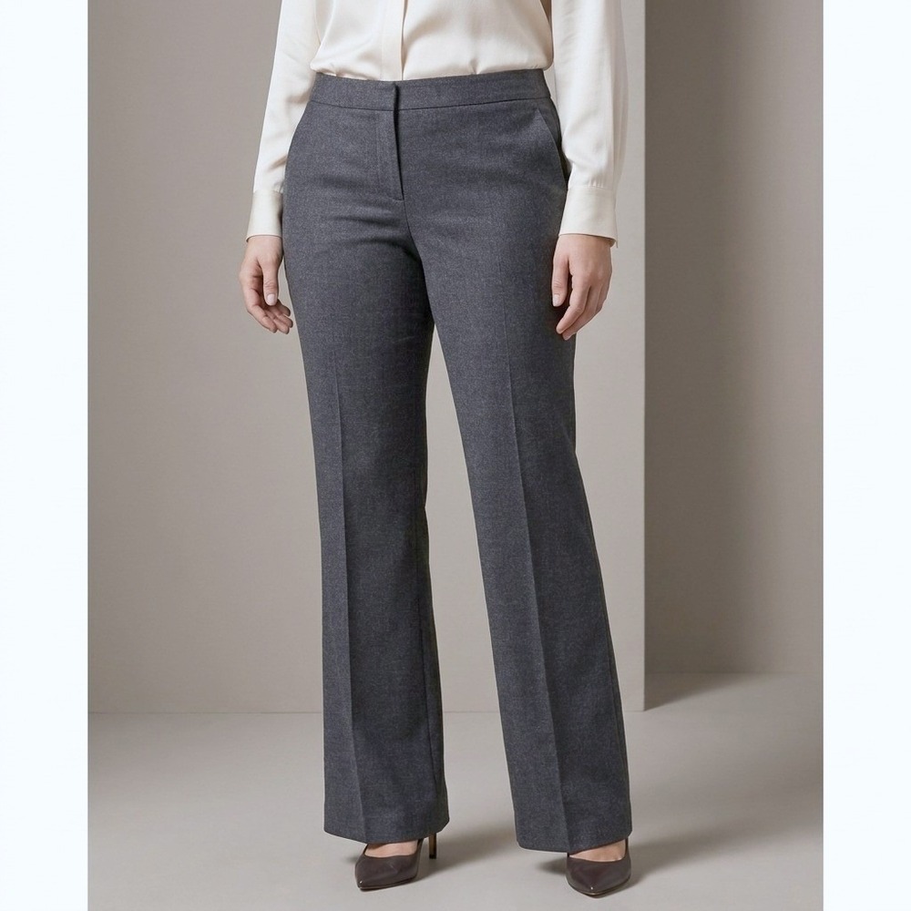 VTG THEORY Women Dress Pants 4 Gray Virgin Wool Yadie Fern Quiet Luxury Made USA